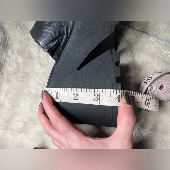 Windsor Smith Black Platform Sandals Chunky Heel Leather 7 - Picture 7 of 8